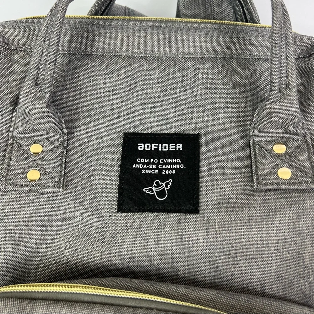 Aofider Gray with Gold accents Diaper Bag Backpack Like New Cond. - Picture 3 of 7